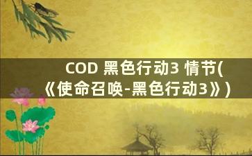 COD 黑色行动3 情节(《使命召唤-黑色行动3》)